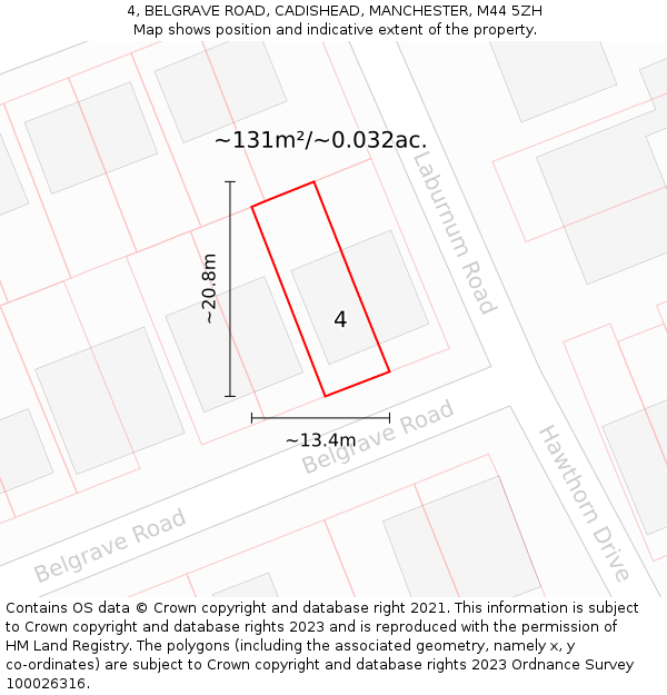 4, BELGRAVE ROAD, CADISHEAD, MANCHESTER, M44 5ZH: Plot and title map