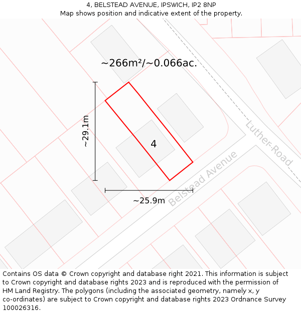 4, BELSTEAD AVENUE, IPSWICH, IP2 8NP: Plot and title map