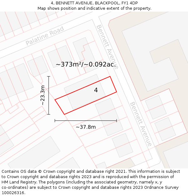 4, BENNETT AVENUE, BLACKPOOL, FY1 4DP: Plot and title map