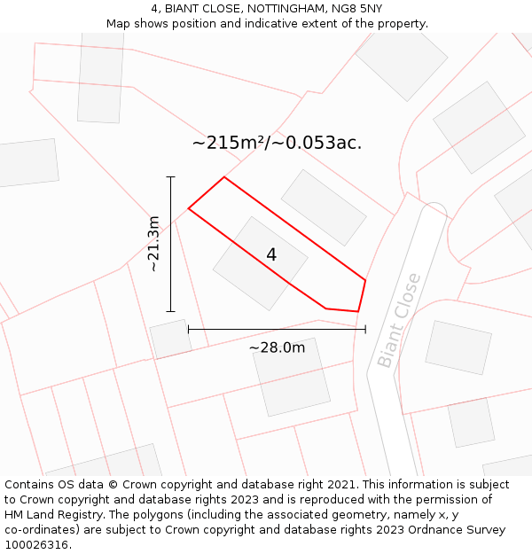 4, BIANT CLOSE, NOTTINGHAM, NG8 5NY: Plot and title map