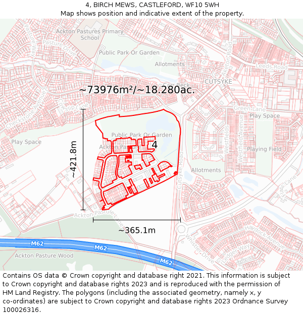 4, BIRCH MEWS, CASTLEFORD, WF10 5WH: Plot and title map