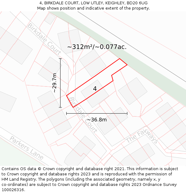 4, BIRKDALE COURT, LOW UTLEY, KEIGHLEY, BD20 6UG: Plot and title map