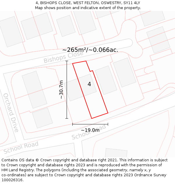 4, BISHOPS CLOSE, WEST FELTON, OSWESTRY, SY11 4LY: Plot and title map