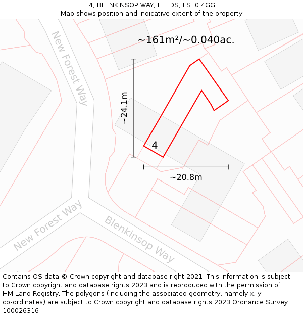 4, BLENKINSOP WAY, LEEDS, LS10 4GG: Plot and title map