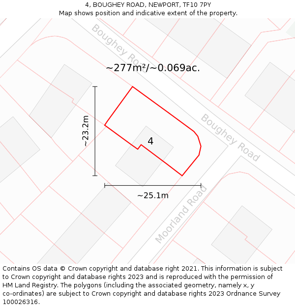 4, BOUGHEY ROAD, NEWPORT, TF10 7PY: Plot and title map