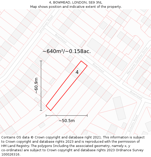 4, BOWMEAD, LONDON, SE9 3NL: Plot and title map