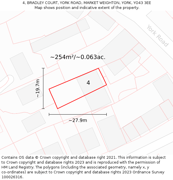 4, BRADLEY COURT, YORK ROAD, MARKET WEIGHTON, YORK, YO43 3EE: Plot and title map