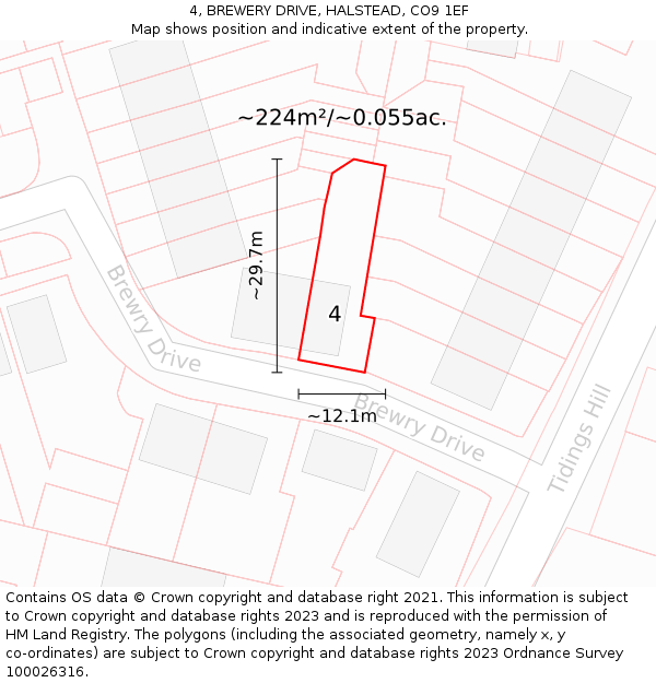 4, BREWERY DRIVE, HALSTEAD, CO9 1EF: Plot and title map