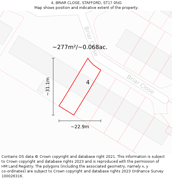 4, BRIAR CLOSE, STAFFORD, ST17 0NG: Plot and title map