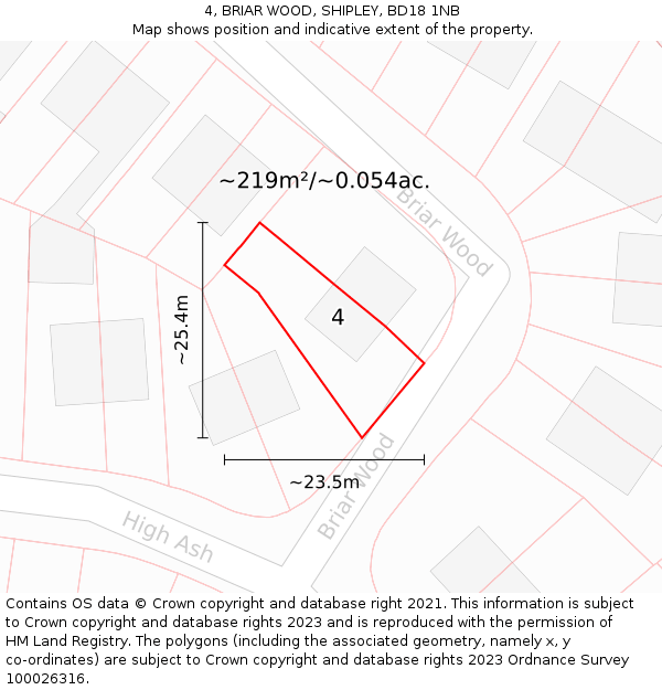 4, BRIAR WOOD, SHIPLEY, BD18 1NB: Plot and title map