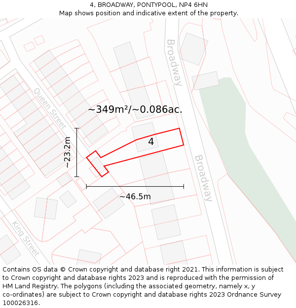 4, BROADWAY, PONTYPOOL, NP4 6HN: Plot and title map