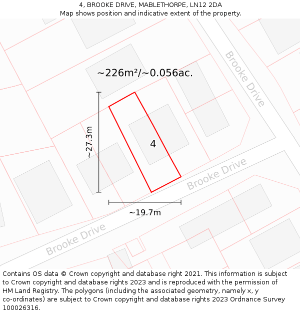 4, BROOKE DRIVE, MABLETHORPE, LN12 2DA: Plot and title map