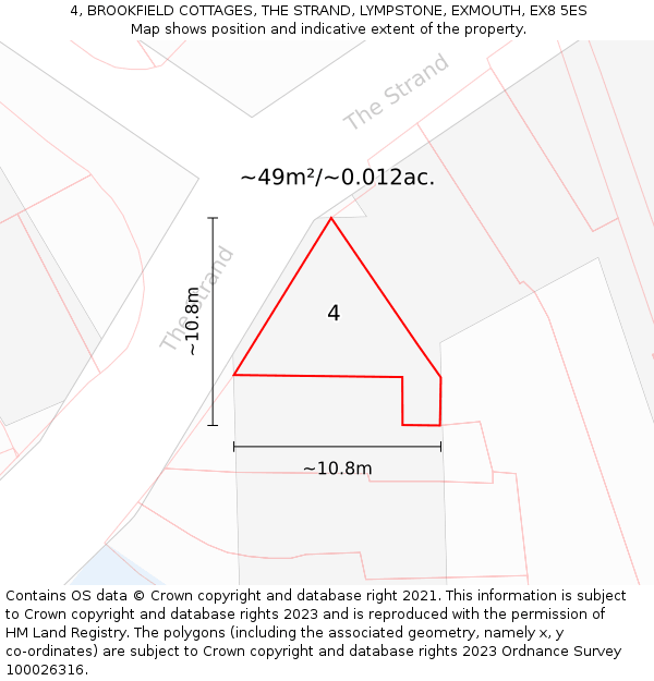 4, BROOKFIELD COTTAGES, THE STRAND, LYMPSTONE, EXMOUTH, EX8 5ES: Plot and title map