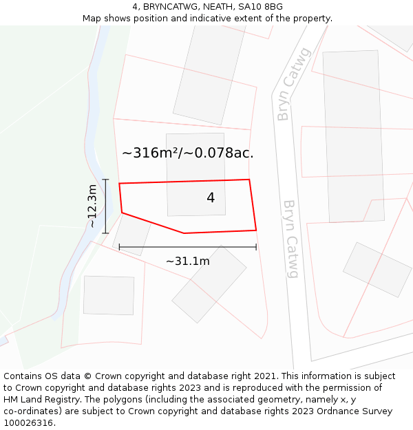 4, BRYNCATWG, NEATH, SA10 8BG: Plot and title map