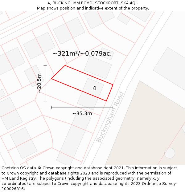 4, BUCKINGHAM ROAD, STOCKPORT, SK4 4QU: Plot and title map