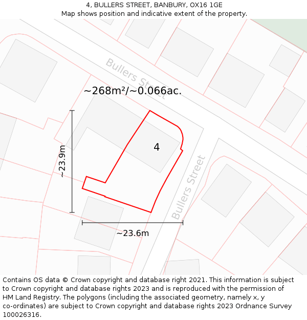 4, BULLERS STREET, BANBURY, OX16 1GE: Plot and title map