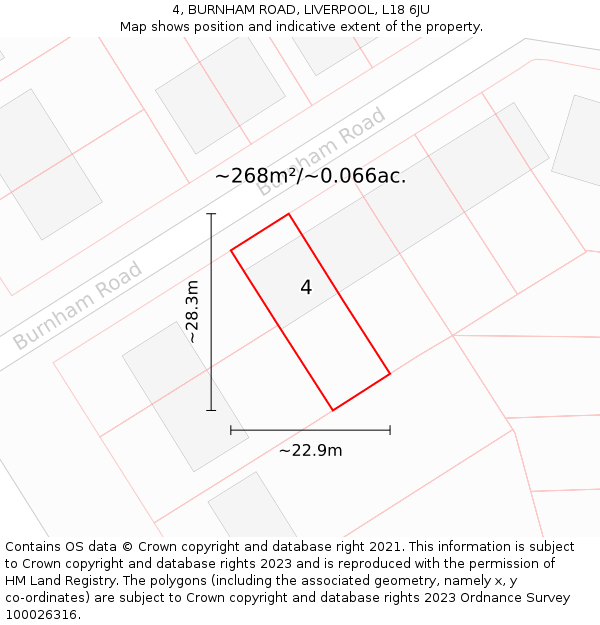 4, BURNHAM ROAD, LIVERPOOL, L18 6JU: Plot and title map