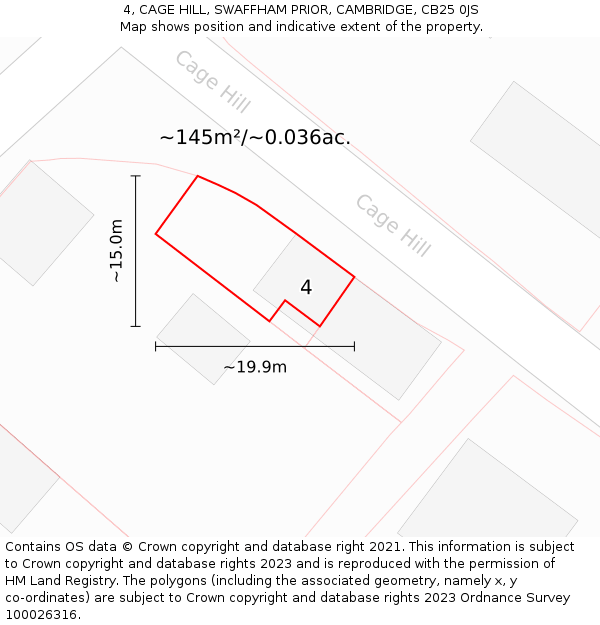 4, CAGE HILL, SWAFFHAM PRIOR, CAMBRIDGE, CB25 0JS: Plot and title map