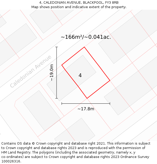 4, CALEDONIAN AVENUE, BLACKPOOL, FY3 8RB: Plot and title map