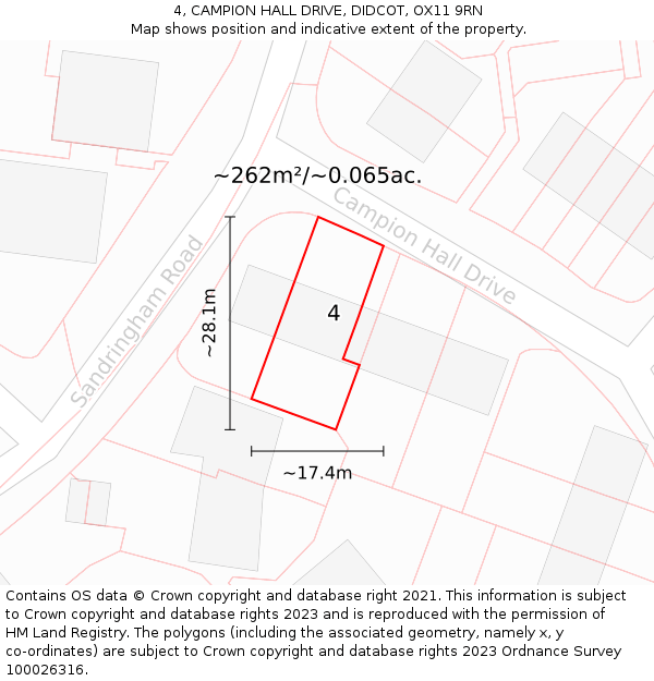 4, CAMPION HALL DRIVE, DIDCOT, OX11 9RN: Plot and title map