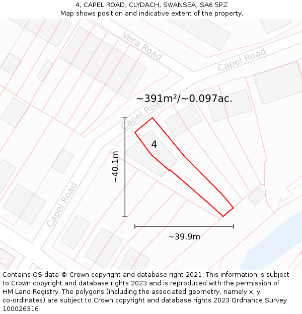 4, CAPEL ROAD, CLYDACH, SWANSEA, SA6 5PZ: Plot and title map