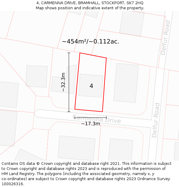 4, CARMENNA DRIVE, BRAMHALL, STOCKPORT, SK7 2HQ: Plot and title map