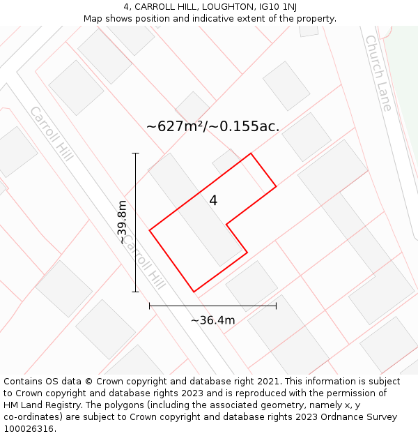 4, CARROLL HILL, LOUGHTON, IG10 1NJ: Plot and title map