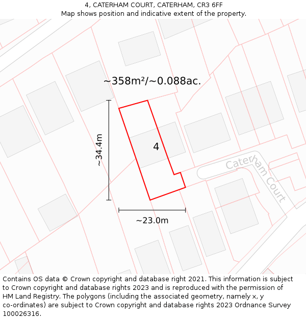 4, CATERHAM COURT, CATERHAM, CR3 6FF: Plot and title map