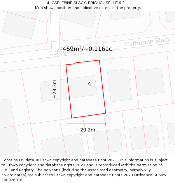 4, CATHERINE SLACK, BRIGHOUSE, HD6 2LL: Plot and title map