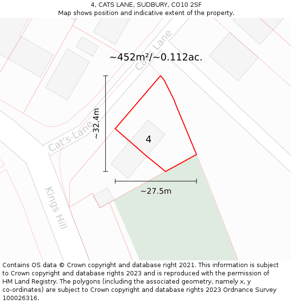 4, CATS LANE, SUDBURY, CO10 2SF: Plot and title map