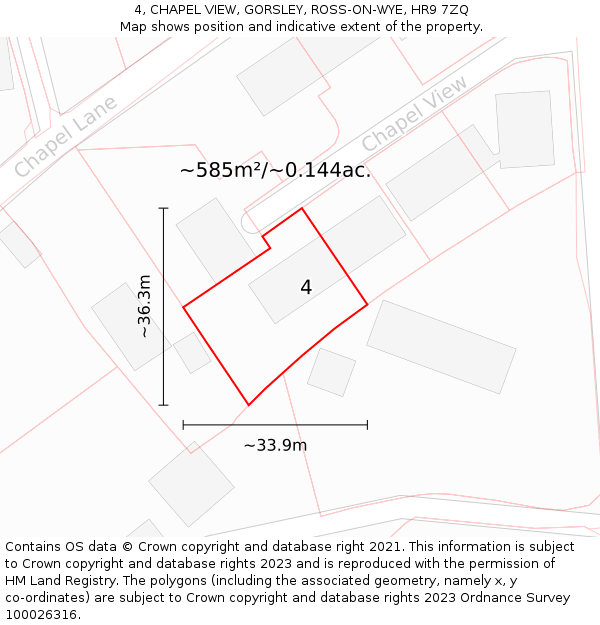 4, CHAPEL VIEW, GORSLEY, ROSS-ON-WYE, HR9 7ZQ: Plot and title map