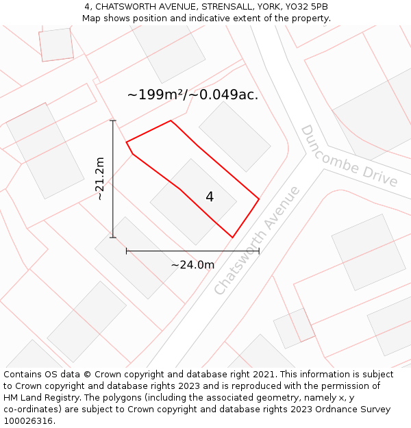 4, CHATSWORTH AVENUE, STRENSALL, YORK, YO32 5PB: Plot and title map