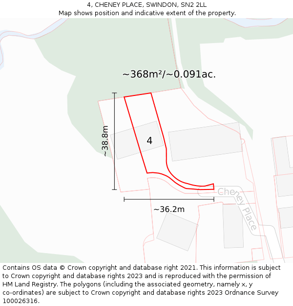 4, CHENEY PLACE, SWINDON, SN2 2LL: Plot and title map