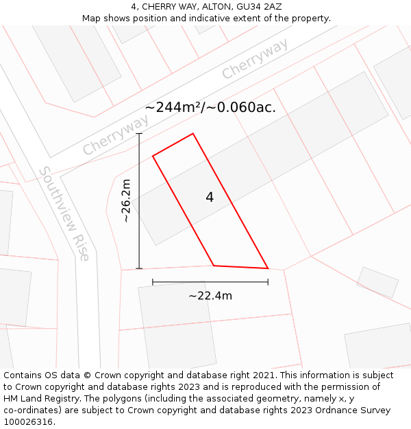 4, CHERRY WAY, ALTON, GU34 2AZ: Plot and title map