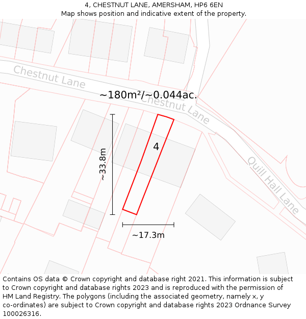 4, CHESTNUT LANE, AMERSHAM, HP6 6EN: Plot and title map