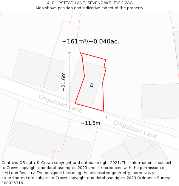 4, CHIPSTEAD LANE, SEVENOAKS, TN13 2AG: Plot and title map