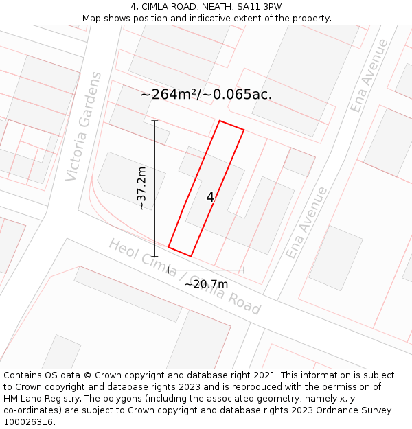 4, CIMLA ROAD, NEATH, SA11 3PW: Plot and title map