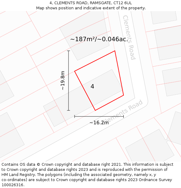 4, CLEMENTS ROAD, RAMSGATE, CT12 6UL: Plot and title map