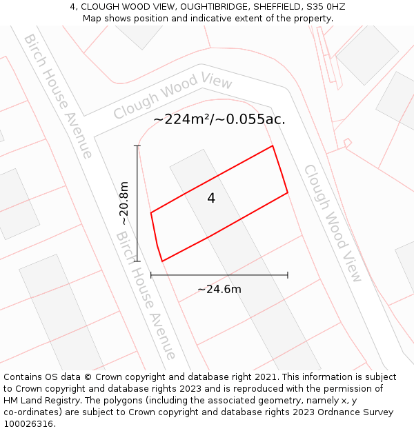 4, CLOUGH WOOD VIEW, OUGHTIBRIDGE, SHEFFIELD, S35 0HZ: Plot and title map