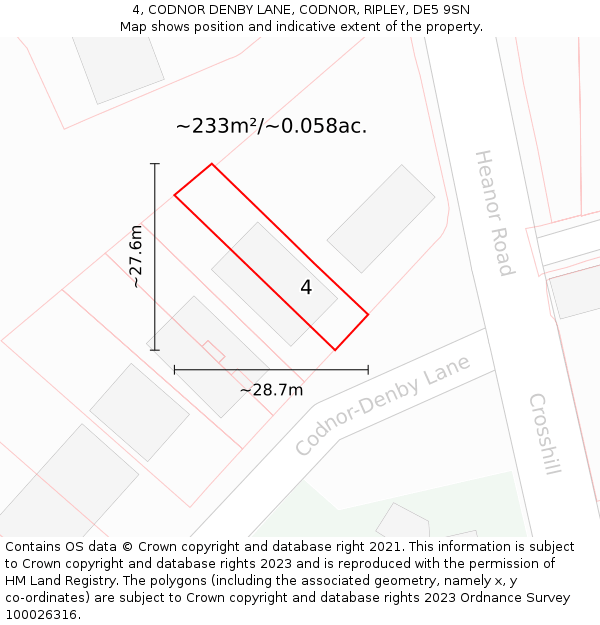 4, CODNOR DENBY LANE, CODNOR, RIPLEY, DE5 9SN: Plot and title map