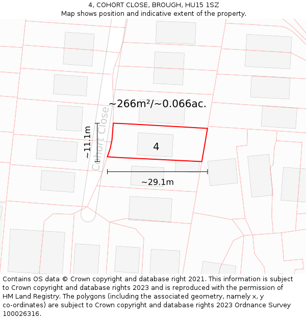 4, COHORT CLOSE, BROUGH, HU15 1SZ: Plot and title map