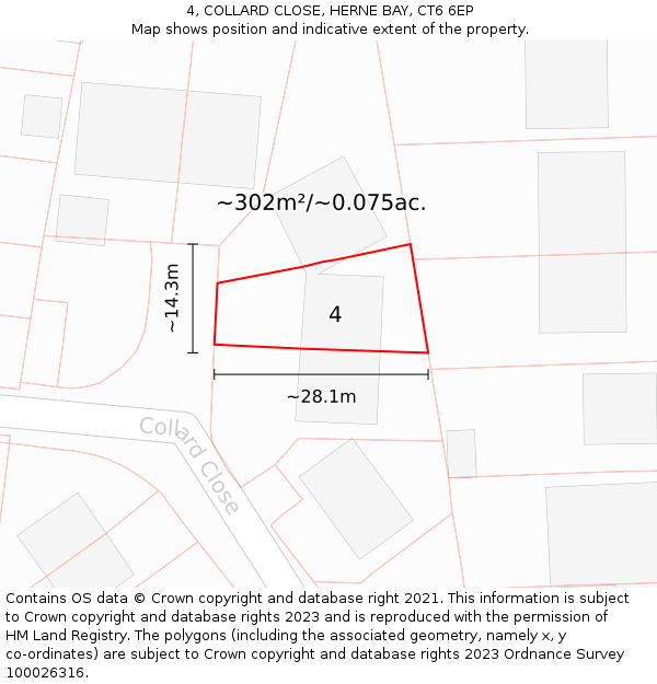 4, COLLARD CLOSE, HERNE BAY, CT6 6EP: Plot and title map