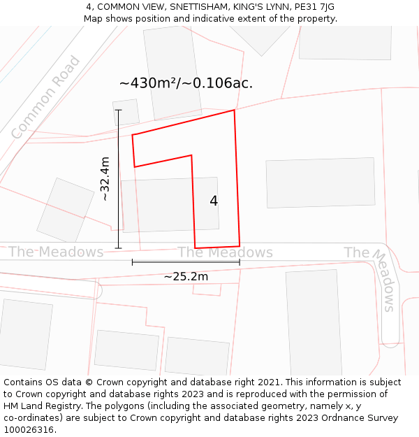 4, COMMON VIEW, SNETTISHAM, KING'S LYNN, PE31 7JG: Plot and title map