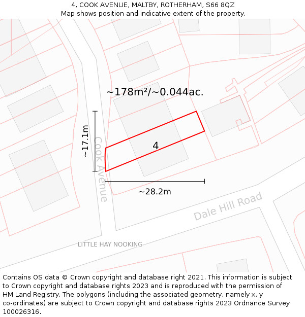 4, COOK AVENUE, MALTBY, ROTHERHAM, S66 8QZ: Plot and title map