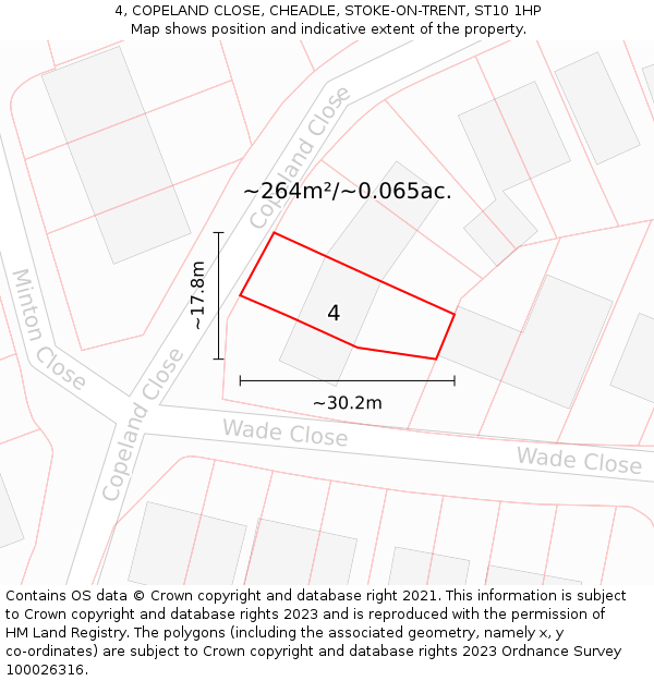 4, COPELAND CLOSE, CHEADLE, STOKE-ON-TRENT, ST10 1HP: Plot and title map