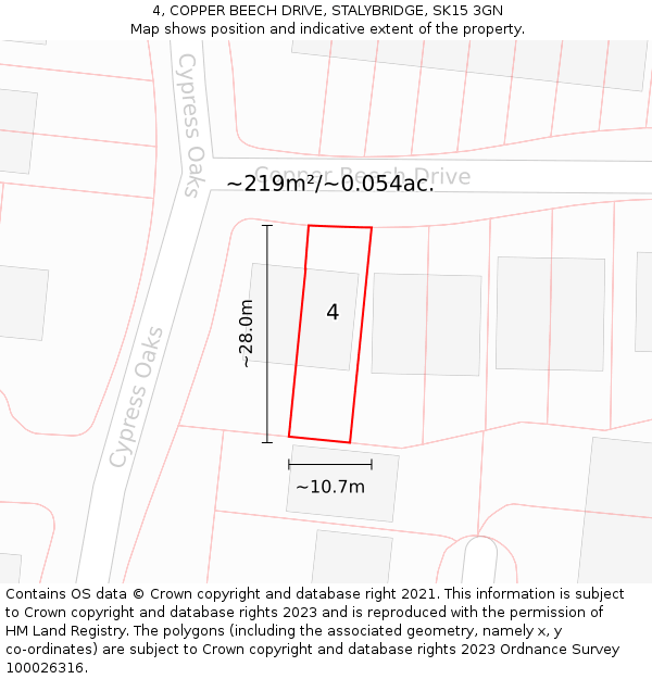 4, COPPER BEECH DRIVE, STALYBRIDGE, SK15 3GN: Plot and title map