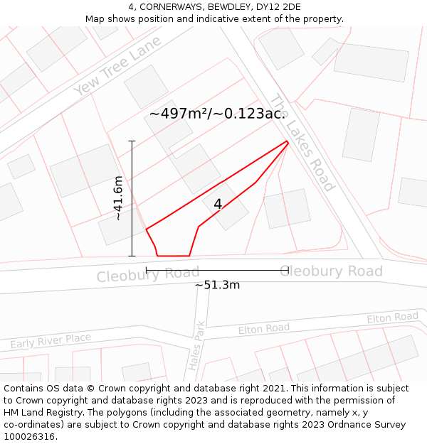 4, CORNERWAYS, BEWDLEY, DY12 2DE: Plot and title map