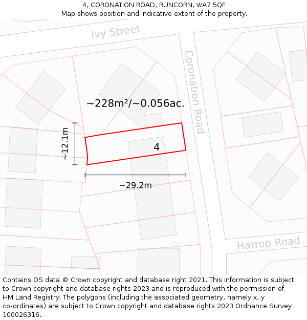 4, CORONATION ROAD, RUNCORN, WA7 5QF: Plot and title map