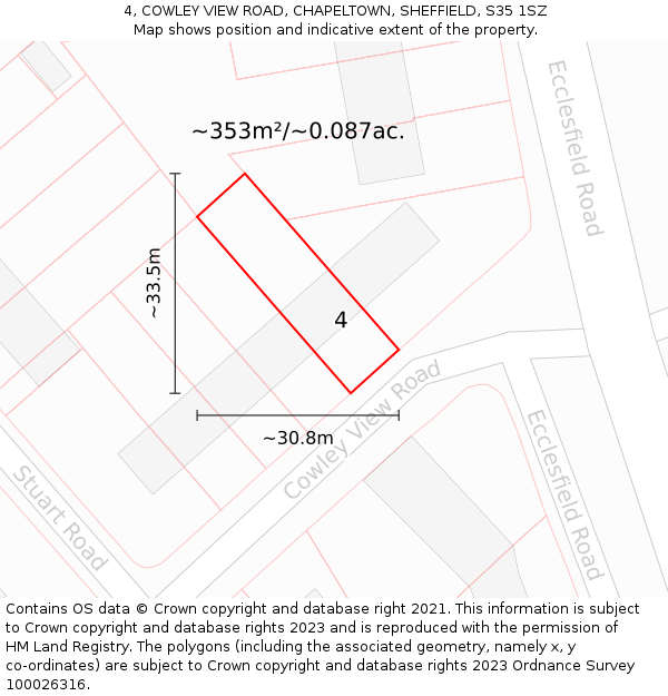 4, COWLEY VIEW ROAD, CHAPELTOWN, SHEFFIELD, S35 1SZ: Plot and title map