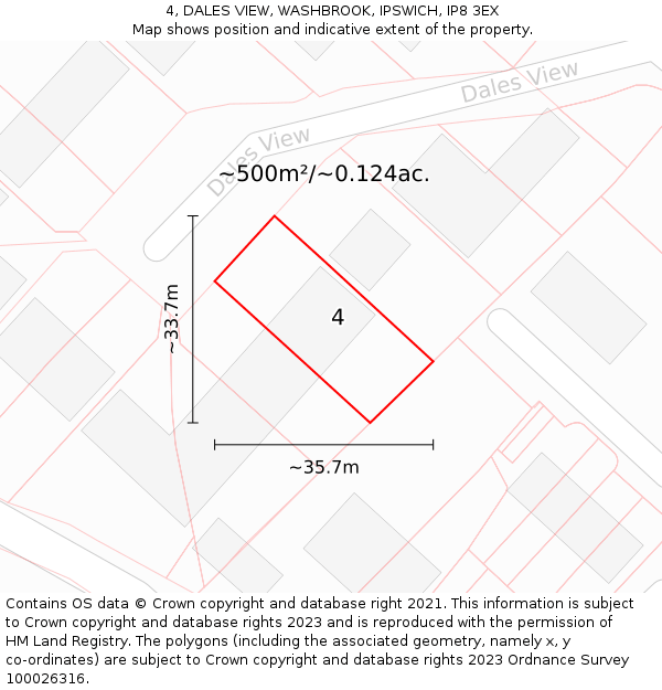 4, DALES VIEW, WASHBROOK, IPSWICH, IP8 3EX: Plot and title map